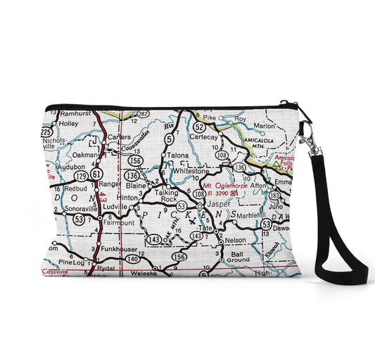 Talking Rock Georgia map wristlet travel pouch