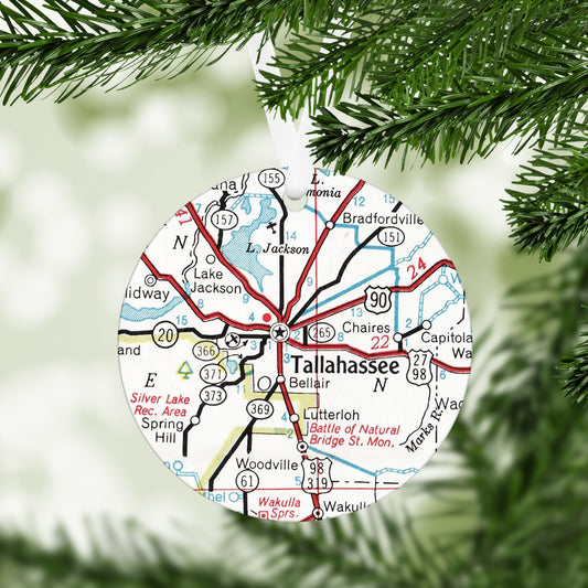 Tallahassee Florida Vintage Map Ornament
