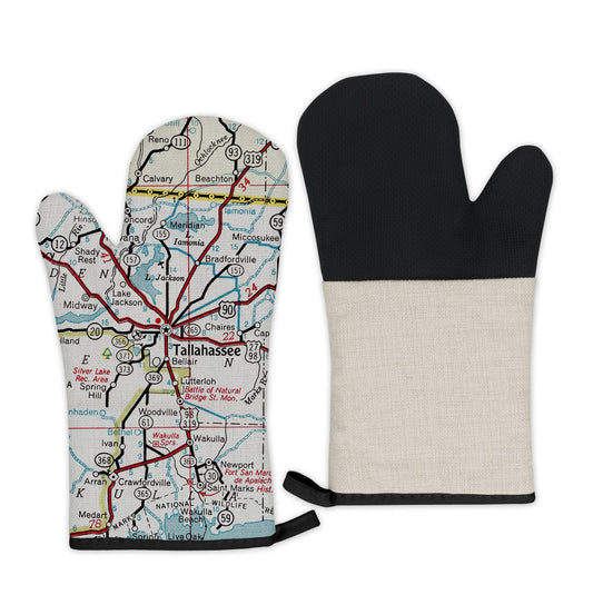 Tallahassee, Florida Map Oven Mitt | Vintage-Inspired Kitchen Gift