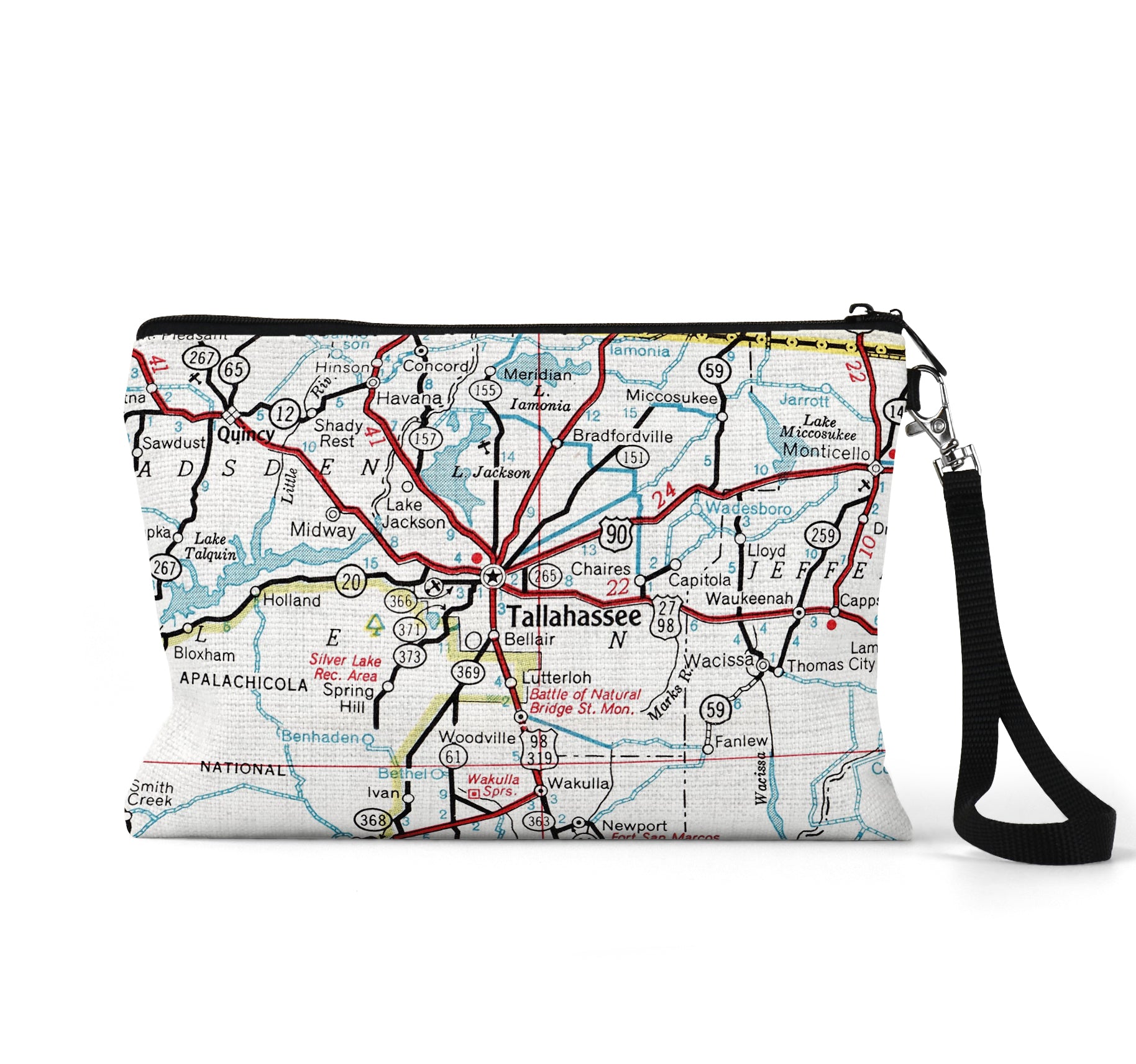 Tallahassee Florida map wristlet travel pouch