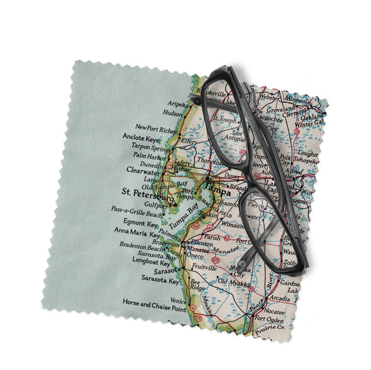 Tampa Bay Florida Map Lens Cloth | Microfiber Glasses Cleaner | Travel Gift
