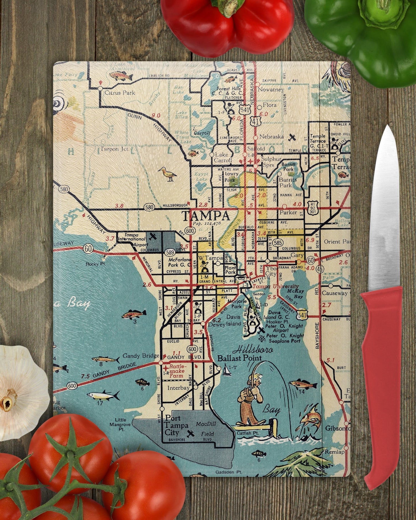 Tampa Florida Map Cutting Board | Travel Gift | Kitchen Decor