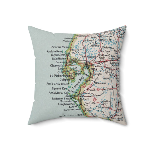 Tampa St Petersburg Florida vintage map pillow