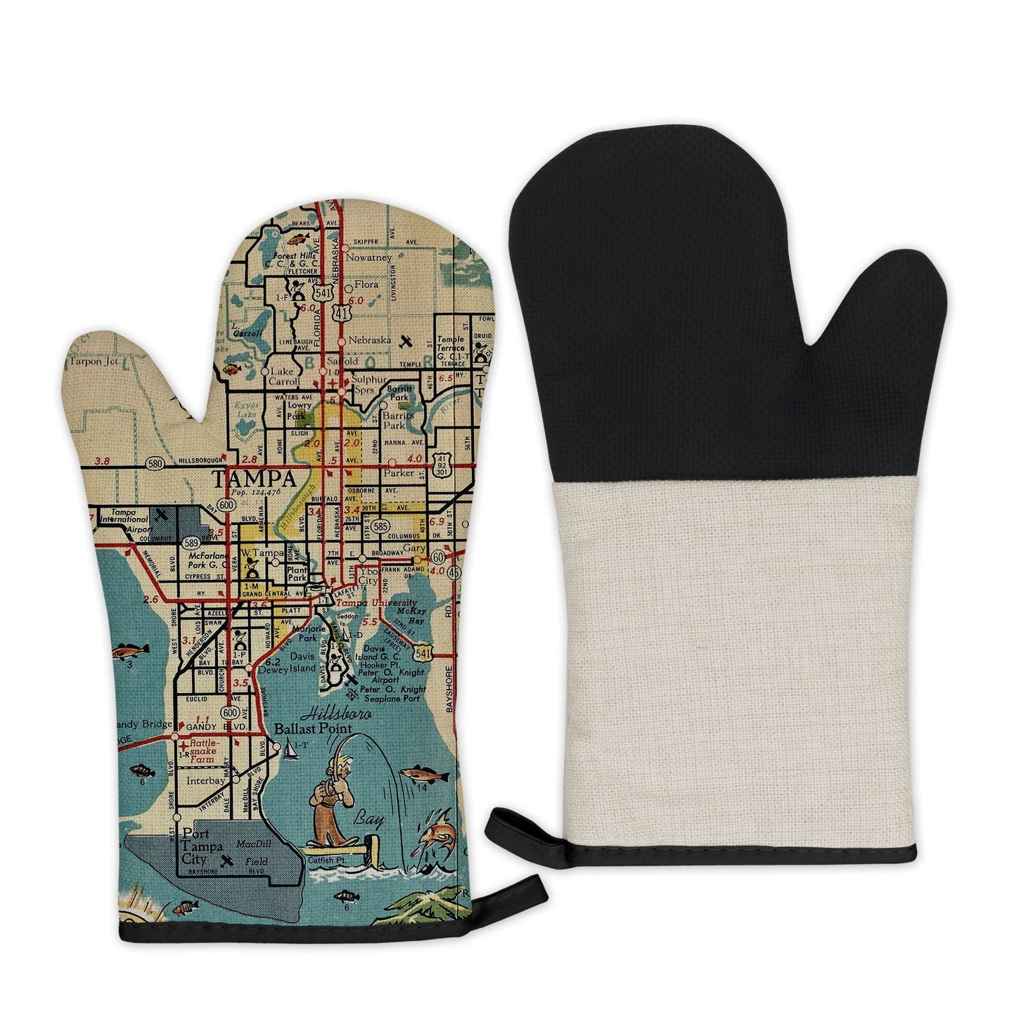 Tampa, Florida Map Oven Mitt | Vintage-Inspired Kitchen Gift