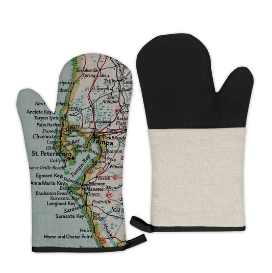 Tampa St Petersburg Map Oven Mitt | Vintage-Inspired Kitchen Gift