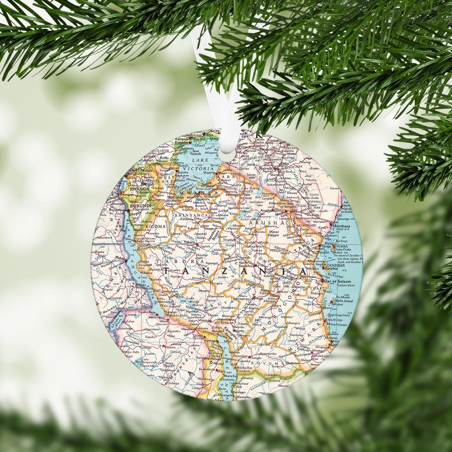 Tanzania Vintage Map Ornament
