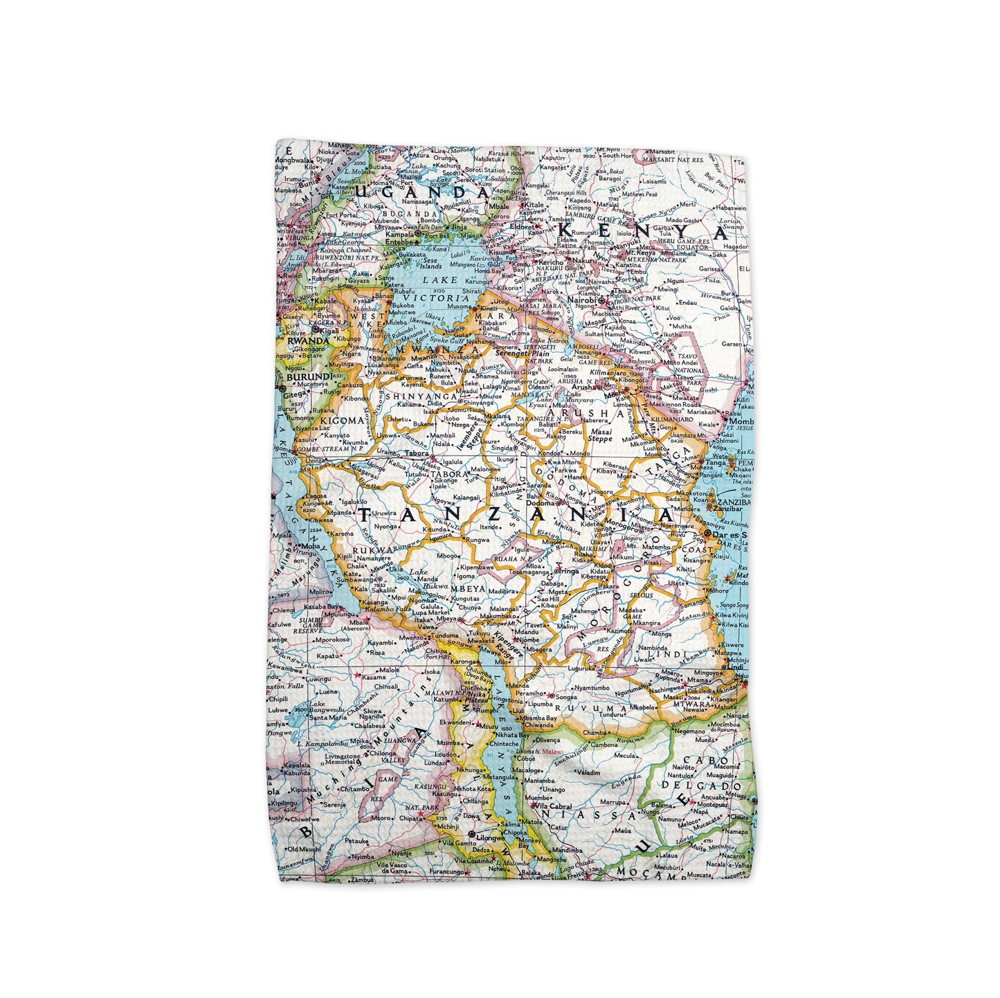 Tanzania Map Tea Towel | Waffle-Weave Kitchen Towel Gift