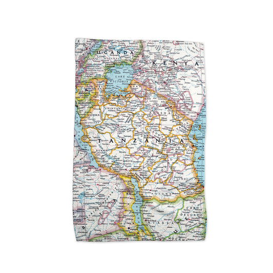 Tanzania Map Tea Towel | Waffle-Weave Kitchen Towel Gift