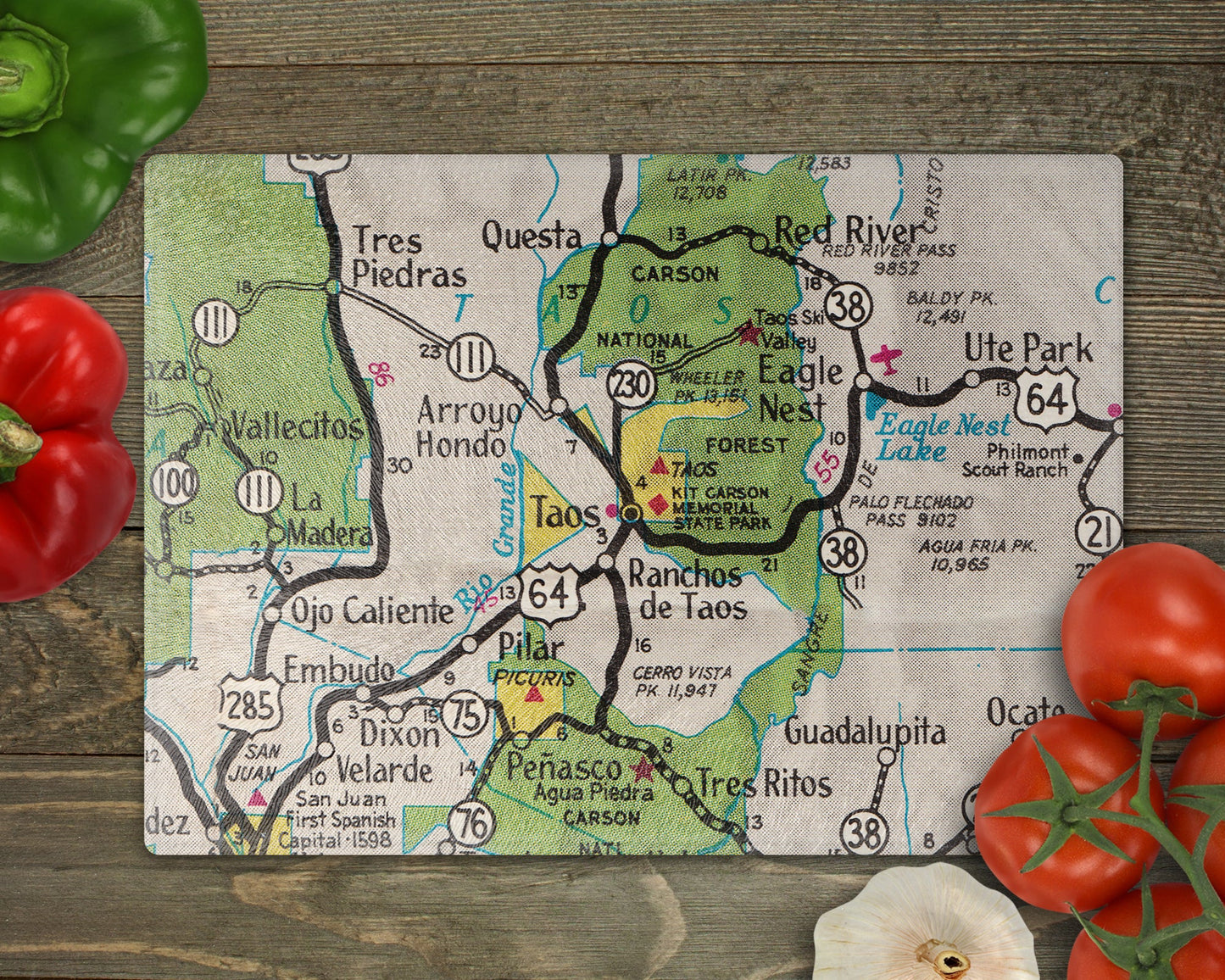 Taos New Mexico Map Cutting Board | Travel Gift | Kitchen Decor
