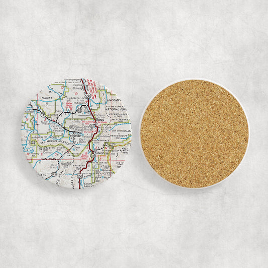Telluride Colorado Vintage Map Coaster Set