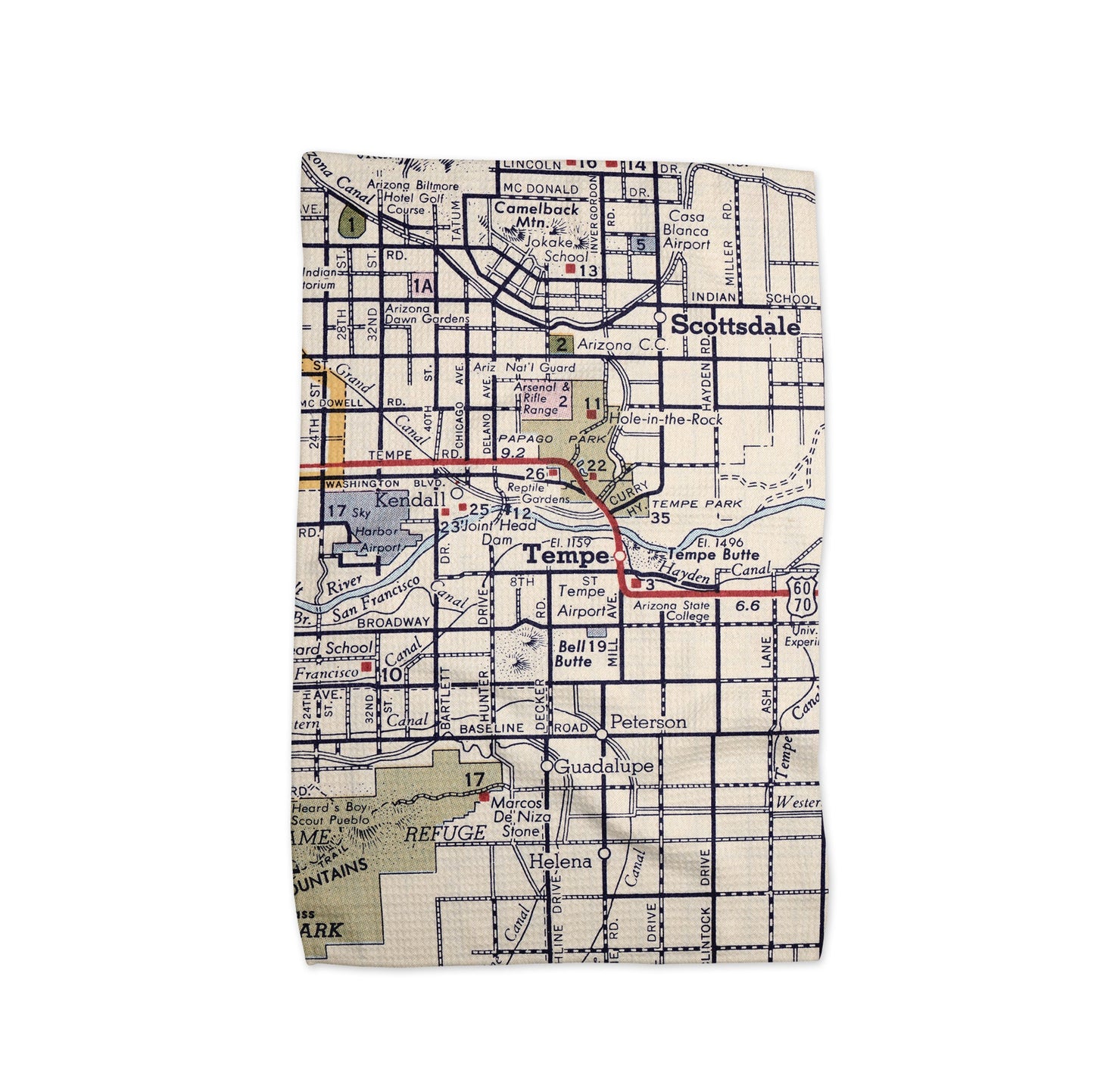 Tempe Arizona Map Tea Towel | Waffle-Weave Kitchen Towel Gift