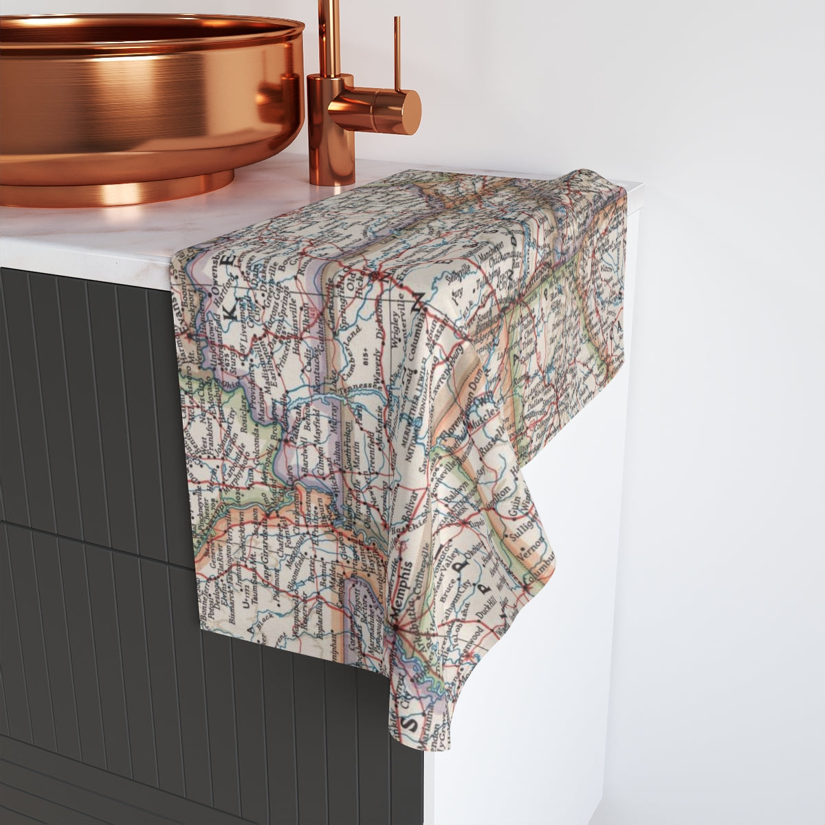 Tennessee Map Tea Towel | Waffle-Weave Kitchen Towel Gift