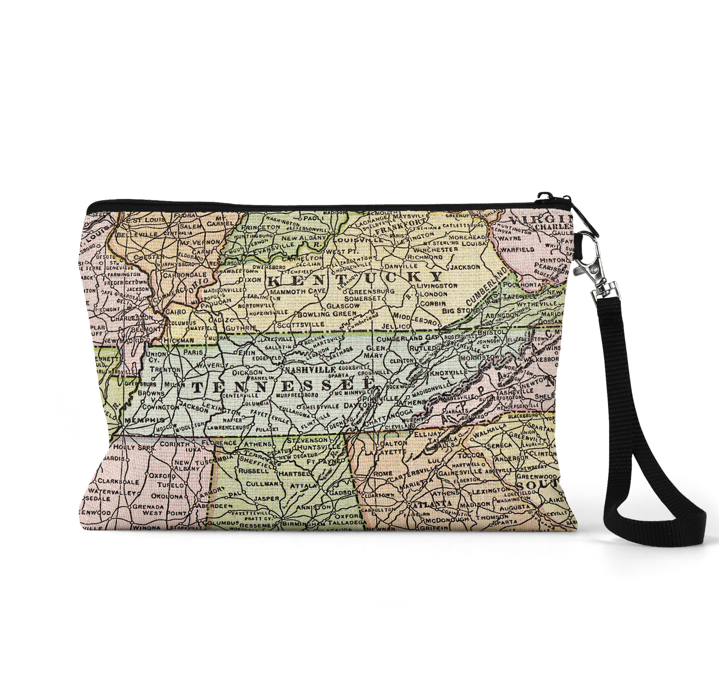 Tennessee map wristlet travel pouch