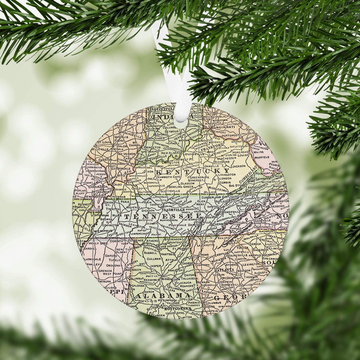 Tennessee Vintage Map Ornament