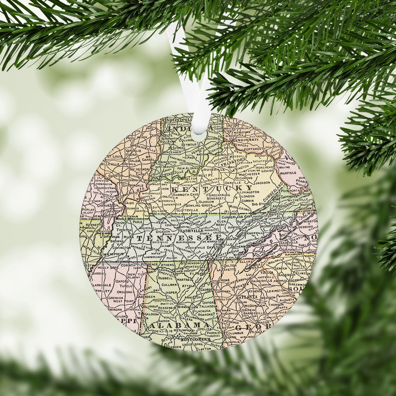 Tennessee Vintage Map Ornament