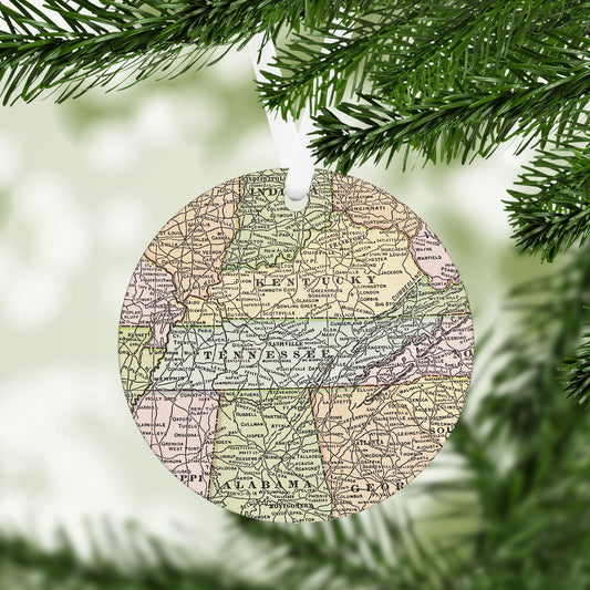 Tennessee Vintage Map Ornament