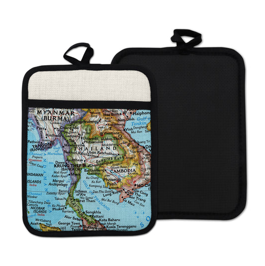Thailand vintage map hot pad kitchen decor