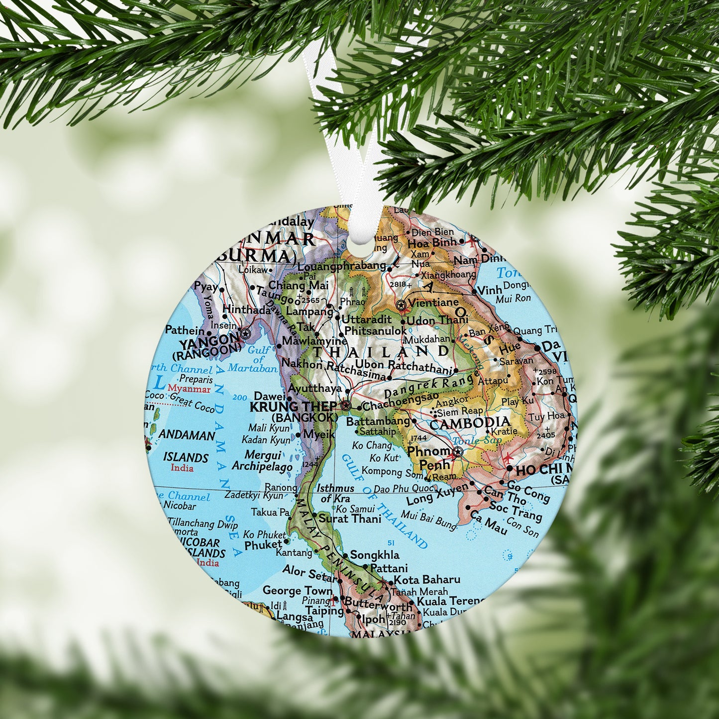 Thailand Vintage Map Ornament