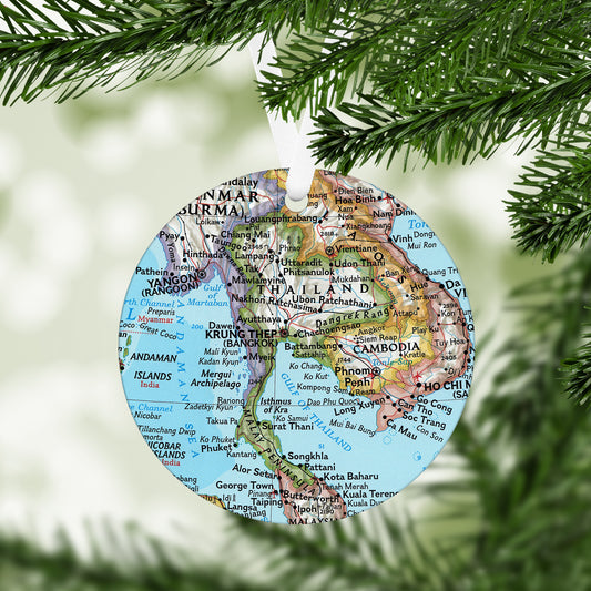 Thailand Vintage Map Ornament