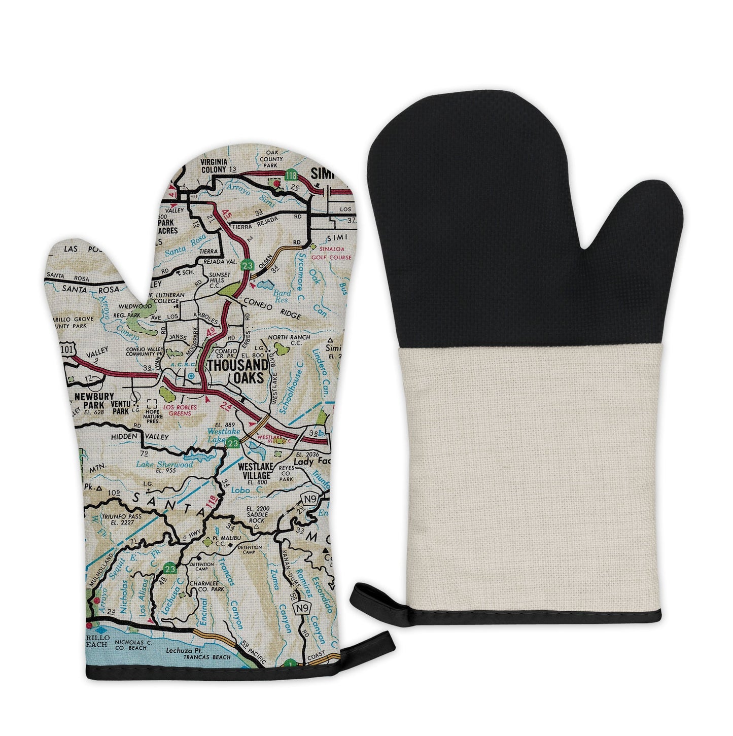 Thousand Oaks, California Map Oven Mitt | Vintage-Inspired Kitchen Gift
