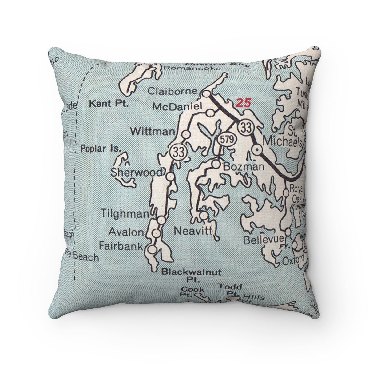 Tilghman Island Maryland vintage map pillow