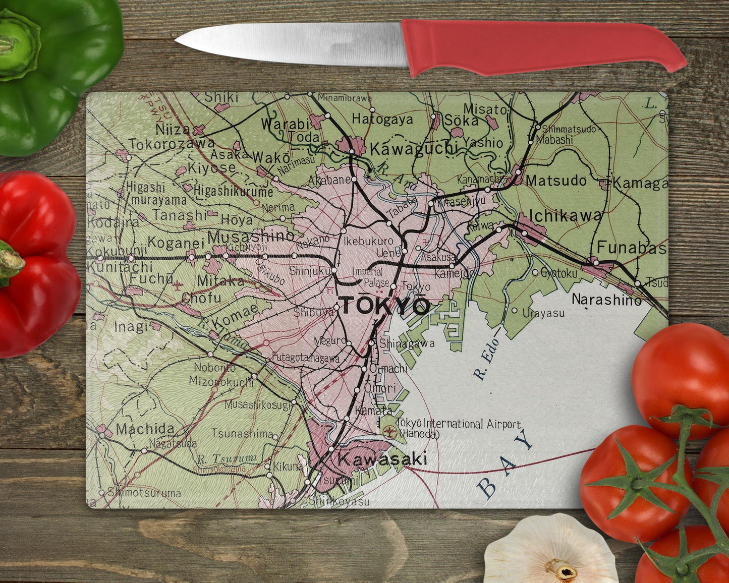 Tokyo Japan Map Cutting Board | Travel Gift | Kitchen Decor