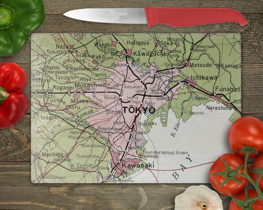 Tokyo Japan Map Cutting Board | Travel Gift | Kitchen Decor