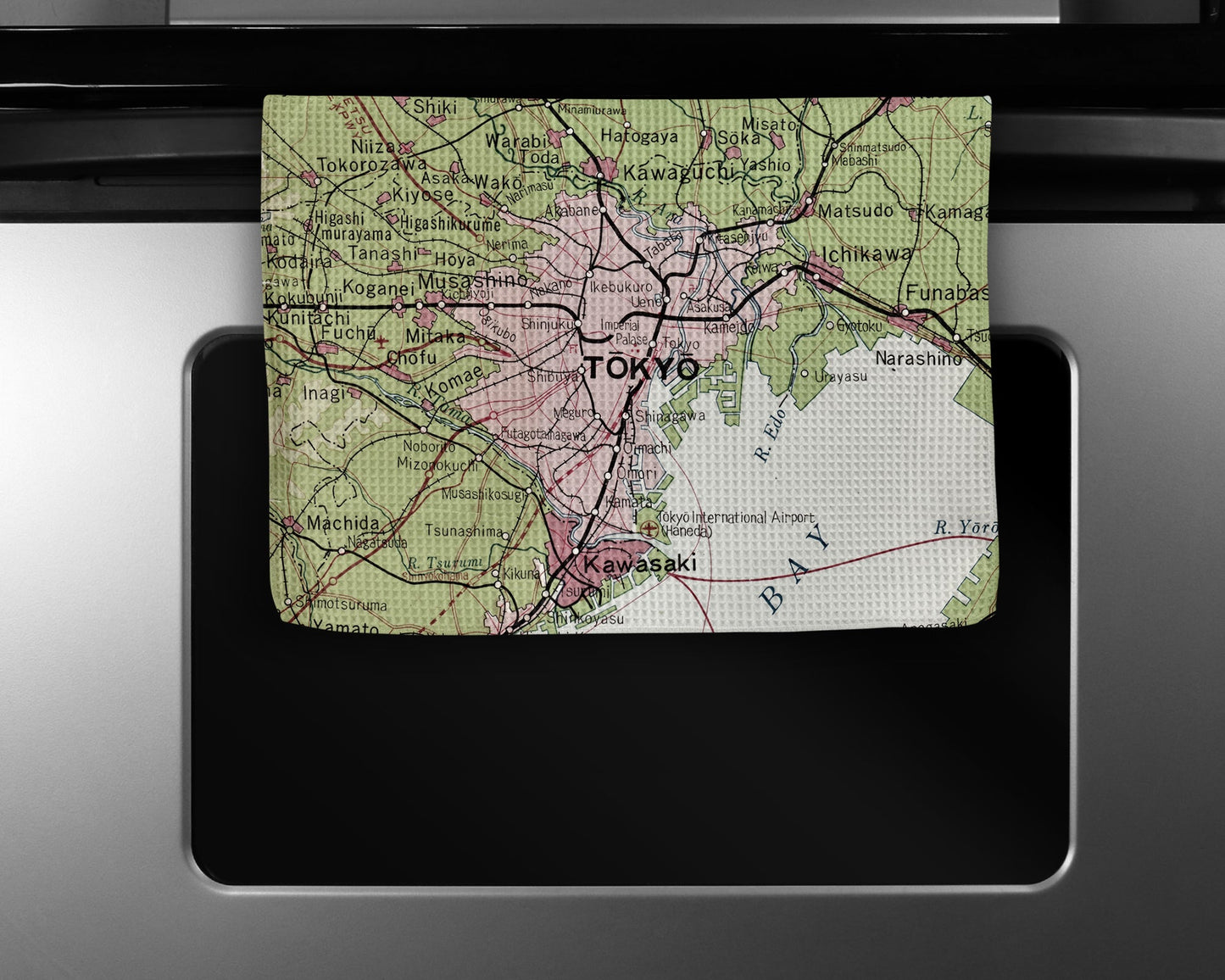 Tokyo Japan Map Tea Towel | Waffle-Weave Kitchen Towel Gift