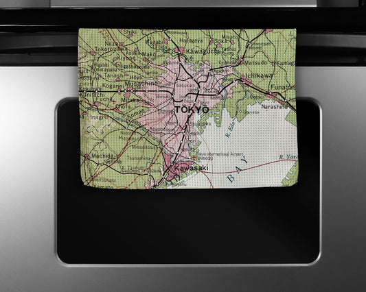 Tokyo Japan Map Tea Towel | Waffle-Weave Kitchen Towel Gift