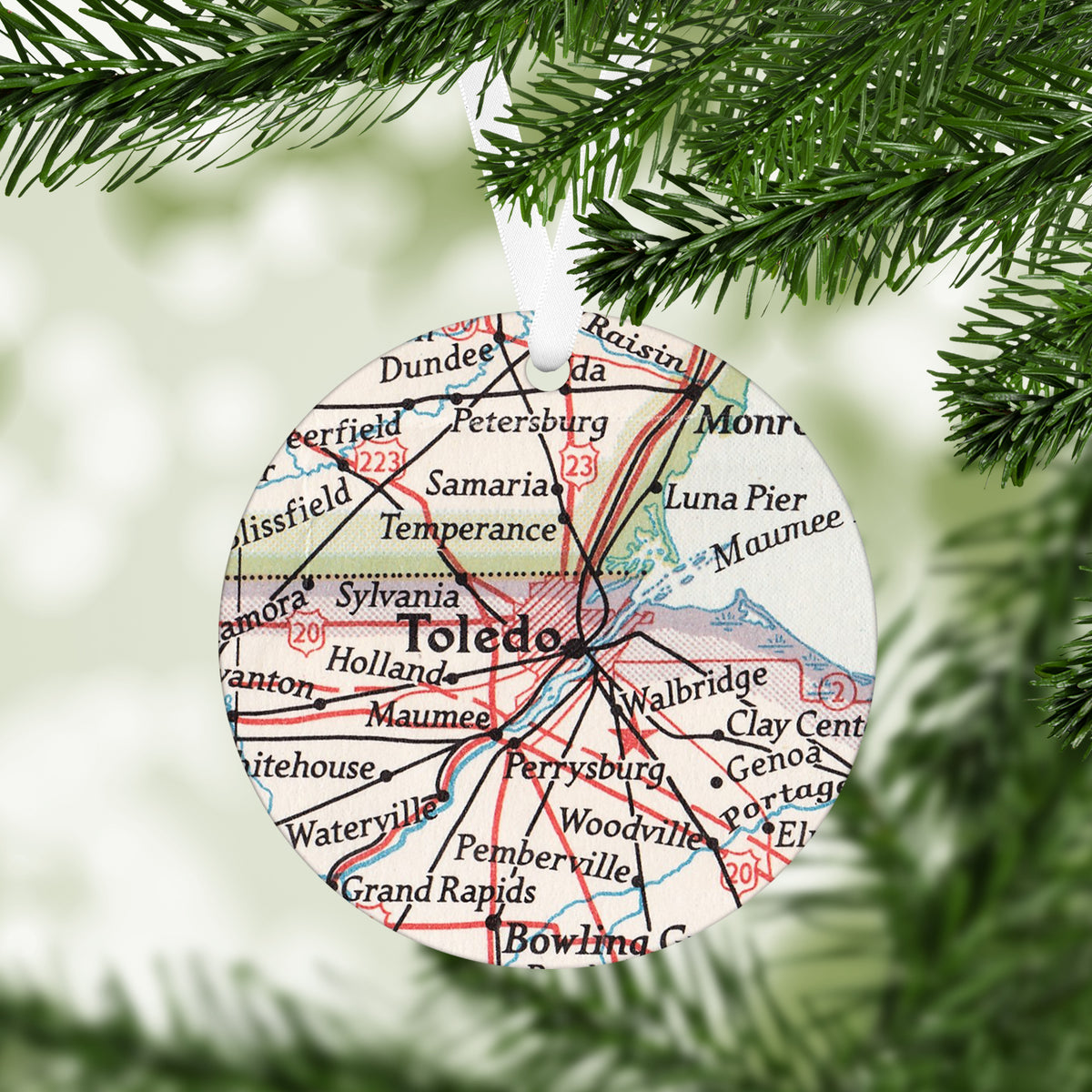 Toledo Ohio Vintage Map Ornament