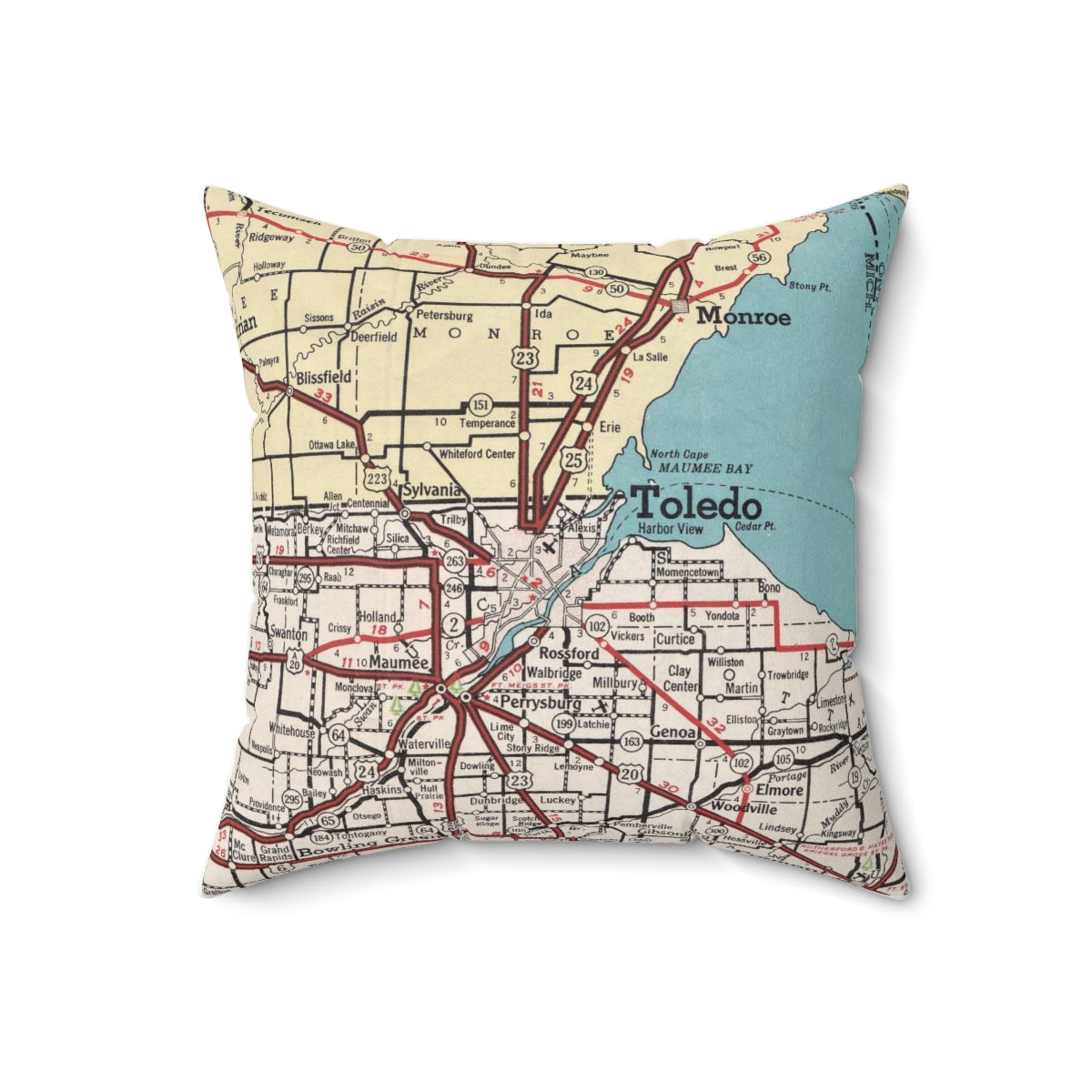 Toledo Ohio vintage map pillow