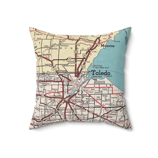 Toledo Ohio vintage map pillow