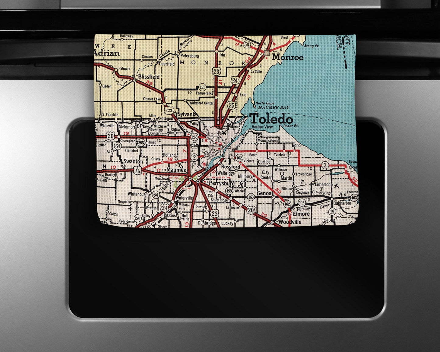 Toledo Ohio Map Tea Towel | Waffle-Weave Kitchen Towel Gift