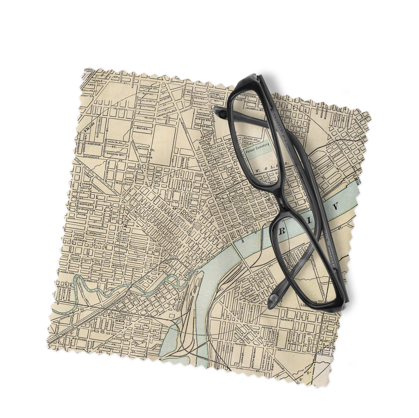 Toledo Ohio Map Lens Cloth | Microfiber Glasses Cleaner | Travel Gift