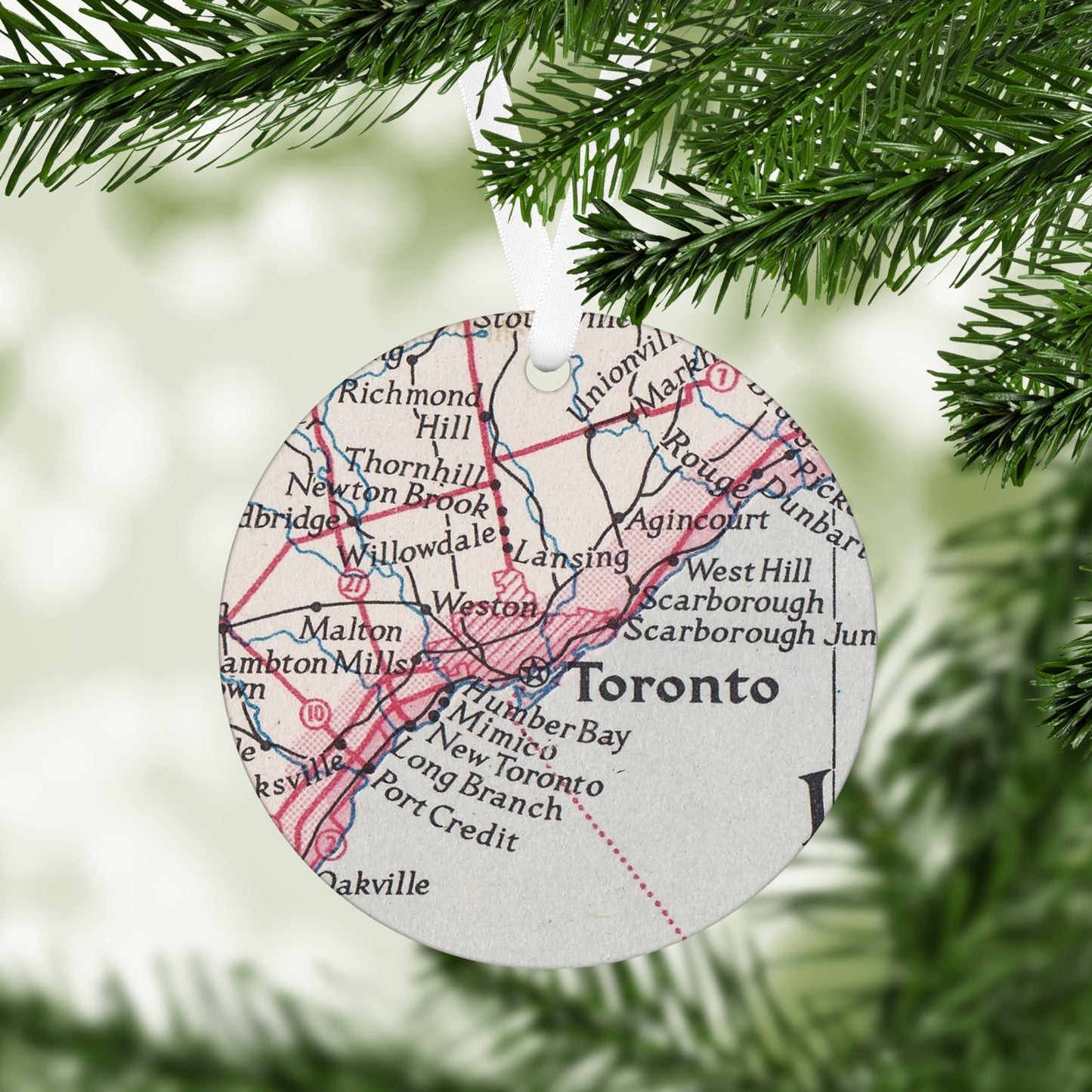 Toronto Canada Vintage Map Ornament