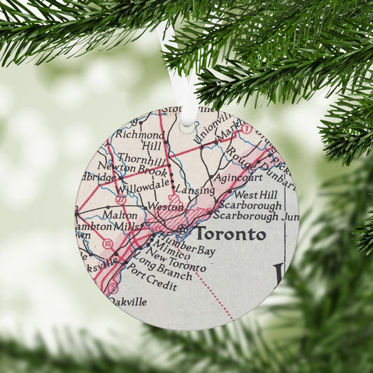 Toronto Canada Vintage Map Ornament