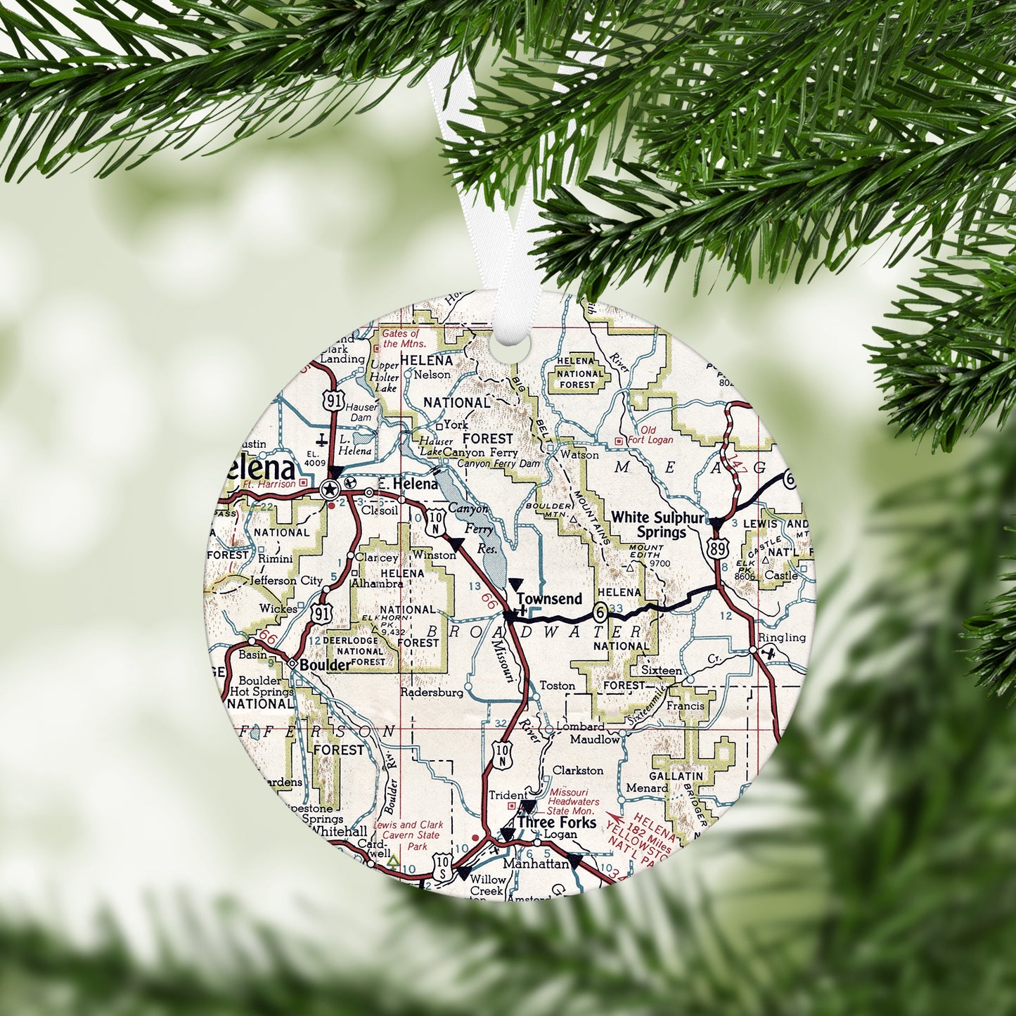 Townsend Montana Vintage Map Ornament