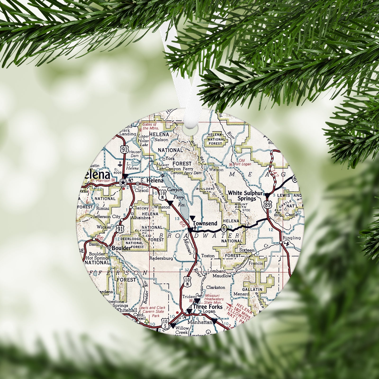 Townsend Montana Vintage Map Ornament