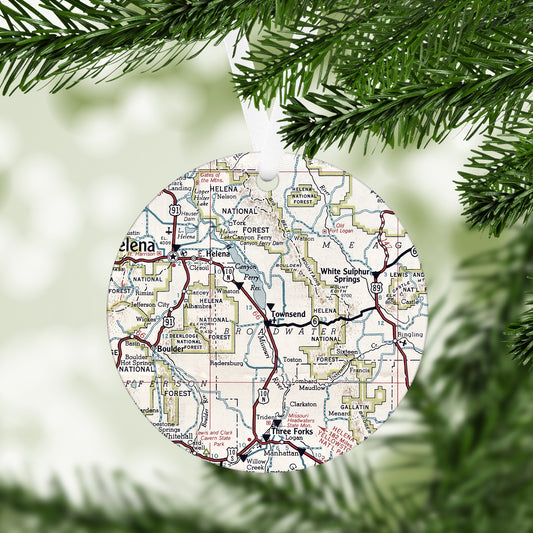 Townsend Montana Vintage Map Ornament