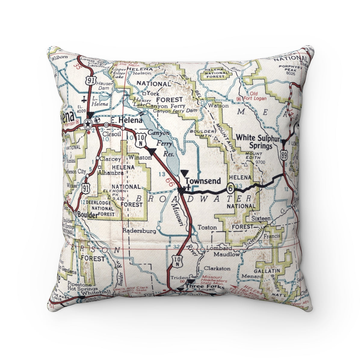 Townsend Montana vintage map pillow