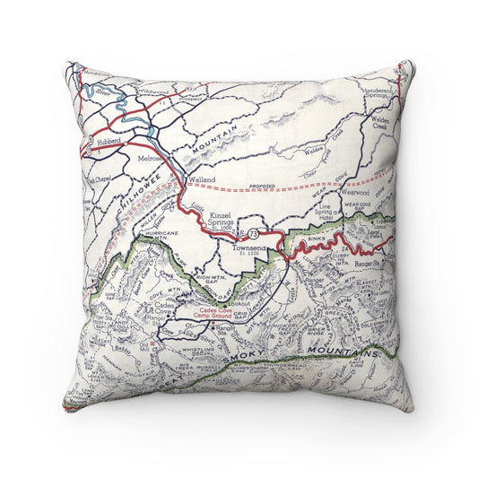 Townsend Tennessee vintage map pillow
