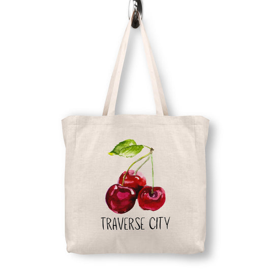 Traverse City Michigan Cherry Canvas Tote Bag