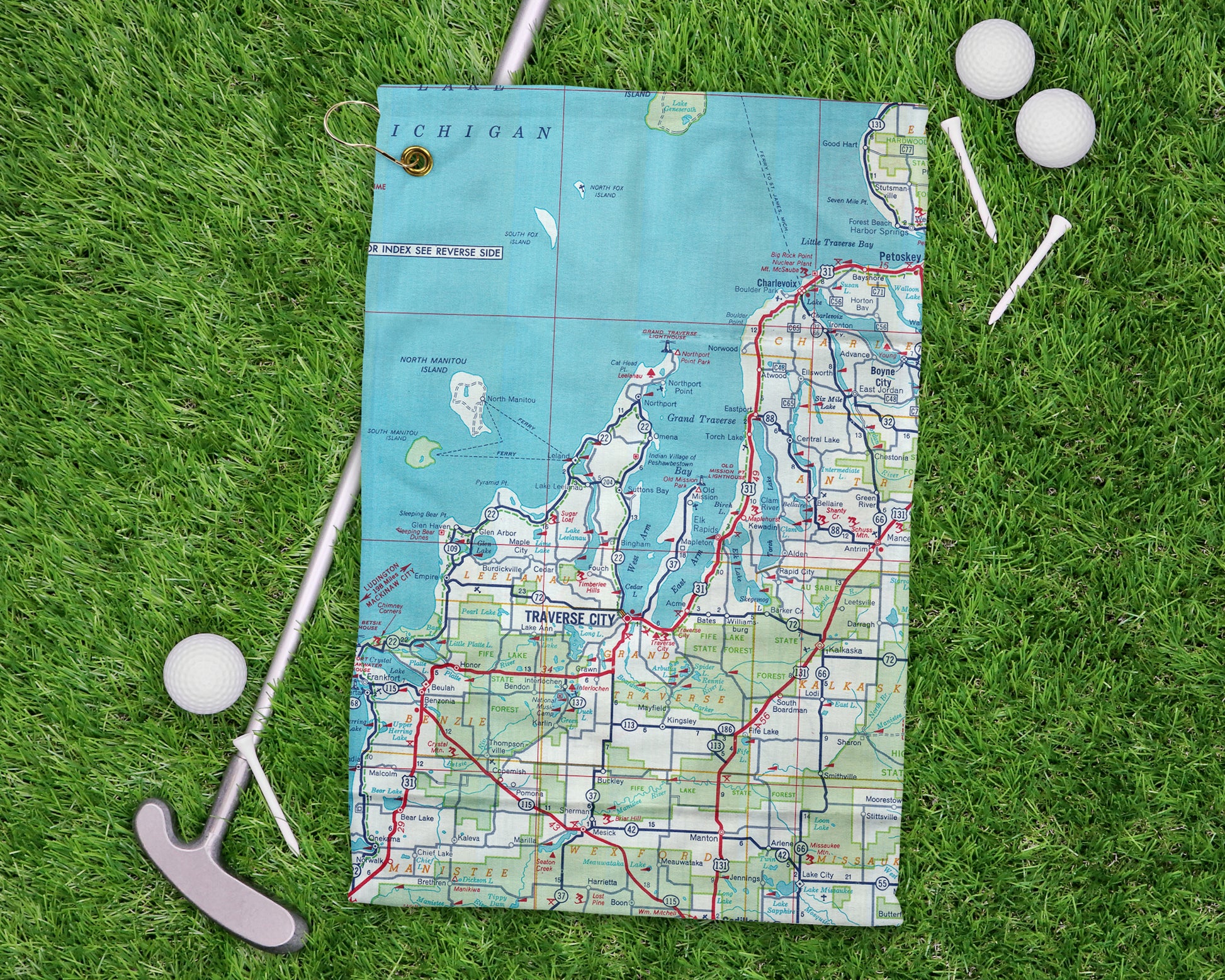 Traverse City Michigan golf towel primary image