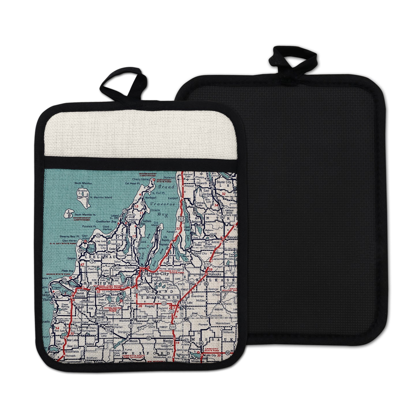 Traverse City Michigan vintage map hot pad kitchen decor