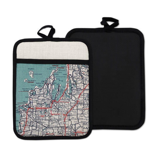 Traverse City Michigan vintage map hot pad kitchen decor