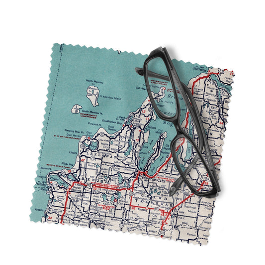 Traverse City Michigan Map Lens Cloth | Microfiber Glasses Cleaner | Travel Gift