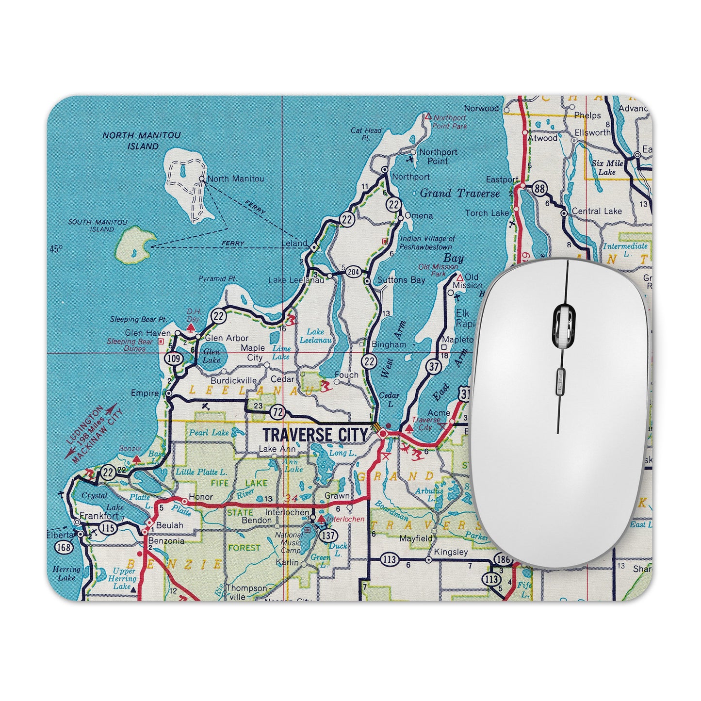 Traverse City Michigan Map Mouse Pad Desk Accessory | Travel Map Office Decor