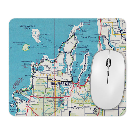 Traverse City Michigan Map Mouse Pad Desk Accessory | Travel Map Office Decor