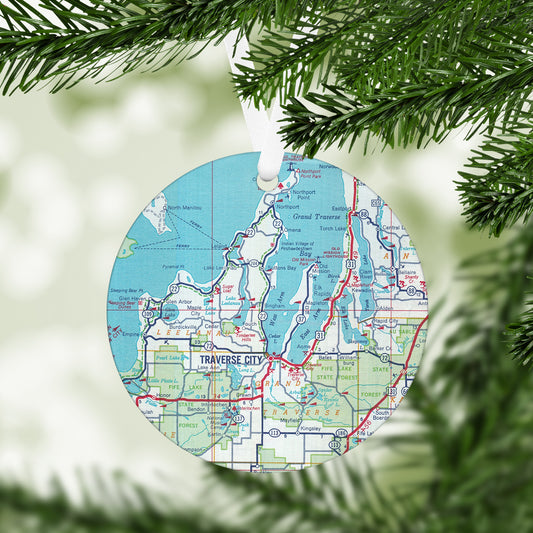 Traverse City Michigan Vintage Map Ornament