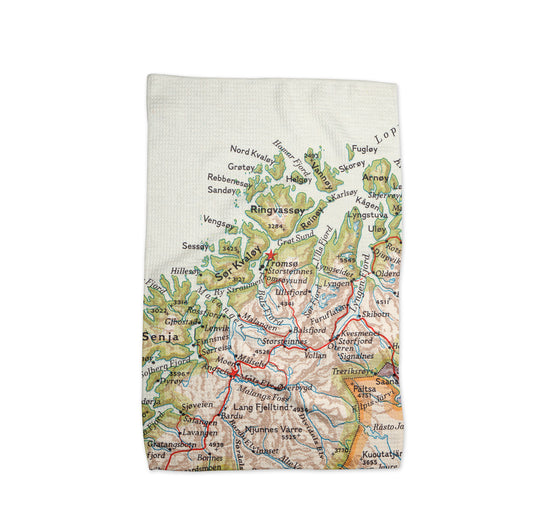 Tromsø Norway Vintage Map Kitchen Towel